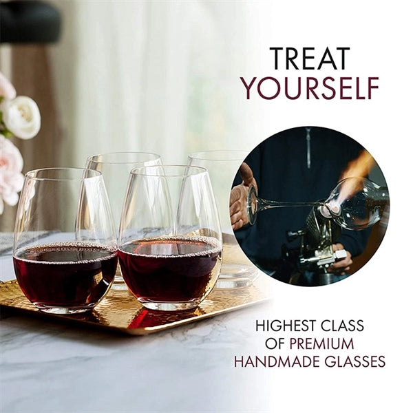 Printed12oz Stemless White Red Wine Glass