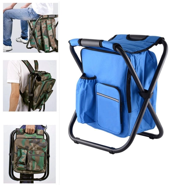 Folding Stool Backpack Insulated Cooler Bag