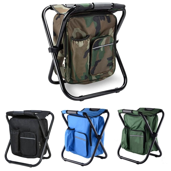 Folding Stool Backpack Insulated Cooler Bag