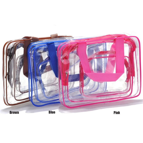 3Pcs Crystal Clear Cosmetic Bag Set