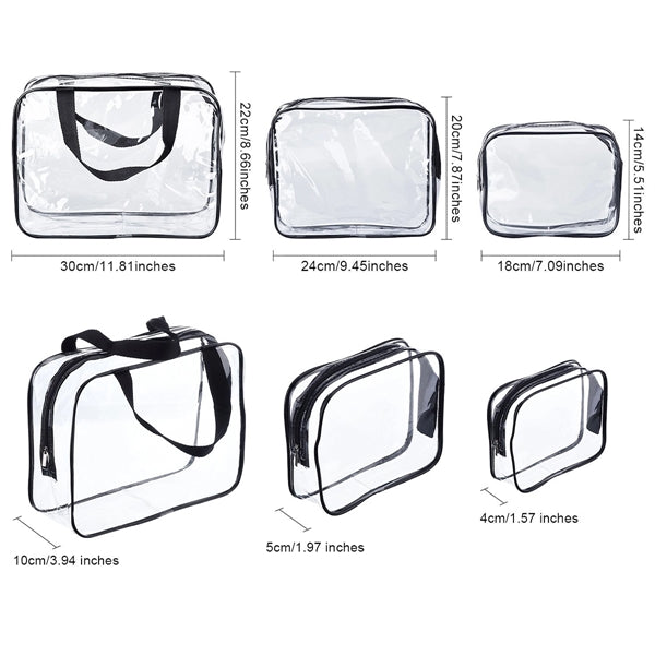 3Pcs Crystal Clear Cosmetic Bag Set