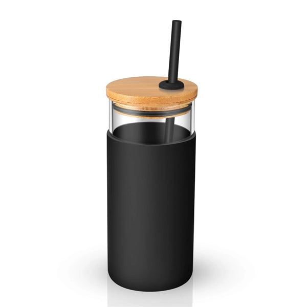17 Oz Glass Tumbler with Straw