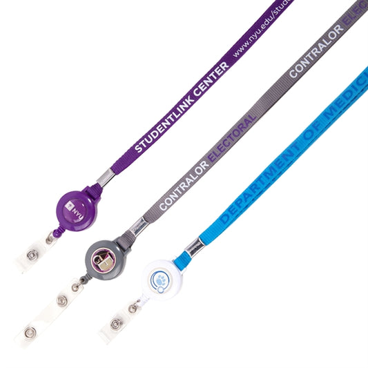 3/8" Flat Polyester Lanyard with Badge Reel