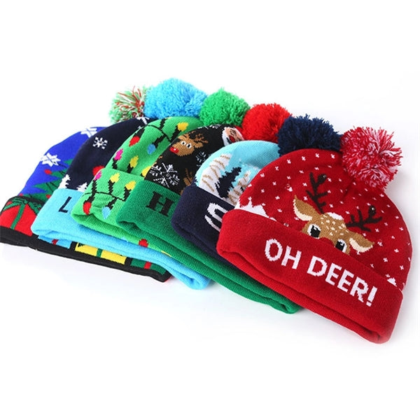 Printed Knit Pom Beanies with Cuff Hat Cap