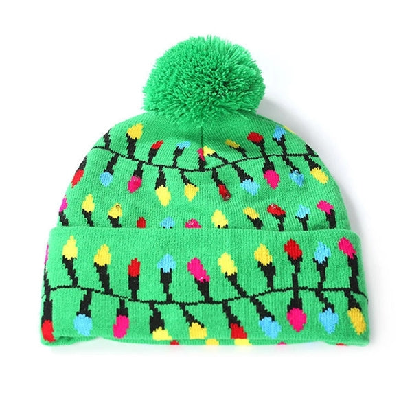 Printed Knit Pom Beanies with Cuff Hat Cap