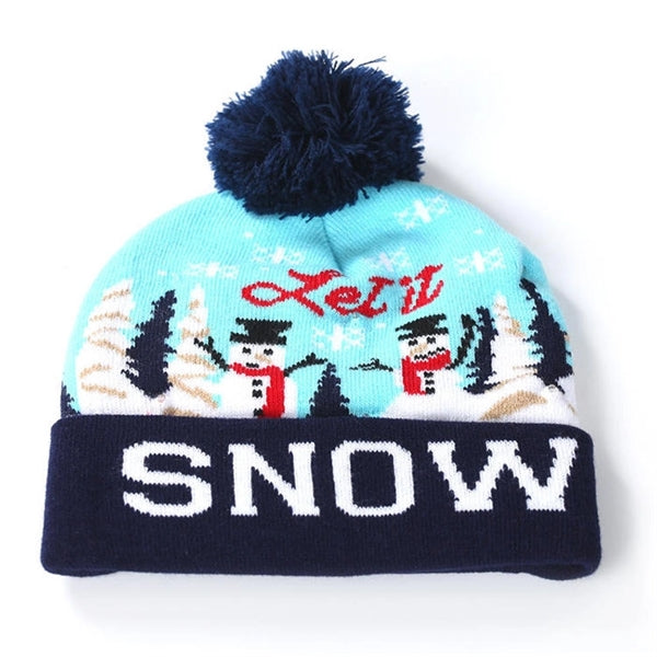 Printed Knit Pom Beanies with Cuff Hat Cap