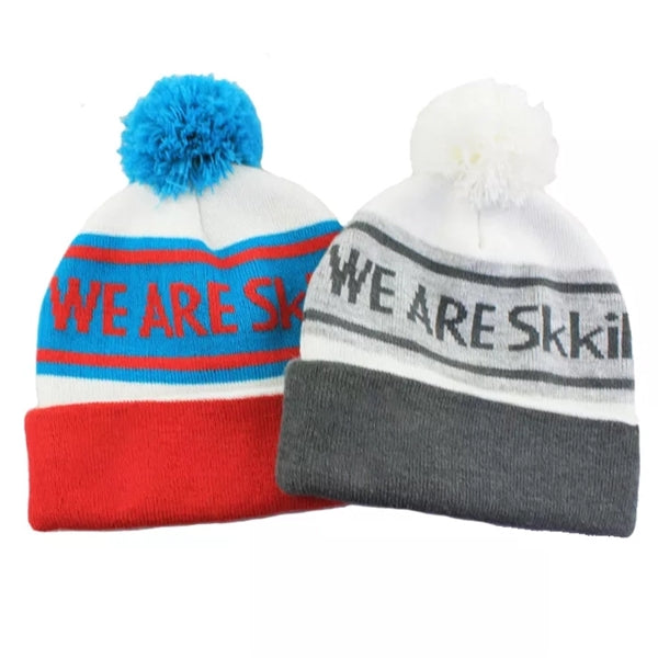 Printed Knit Pom Beanies with Cuff Hat Cap
