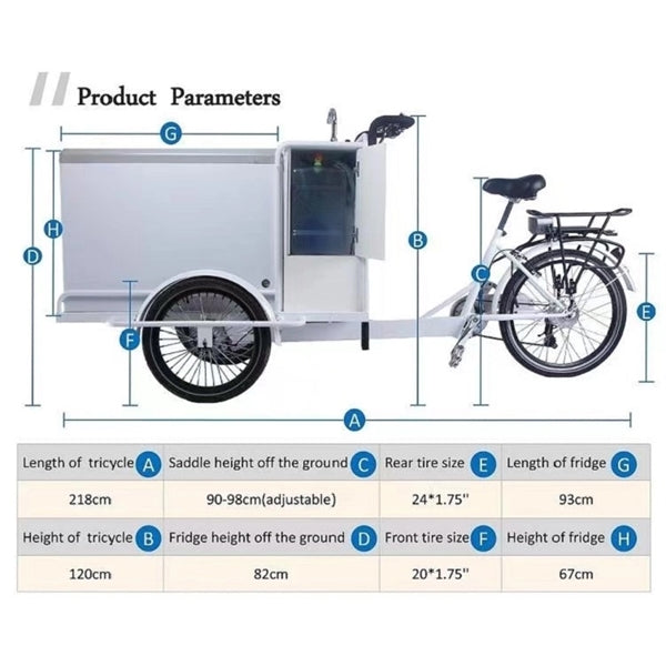 Electric Solar Ice Cream Bike Cart