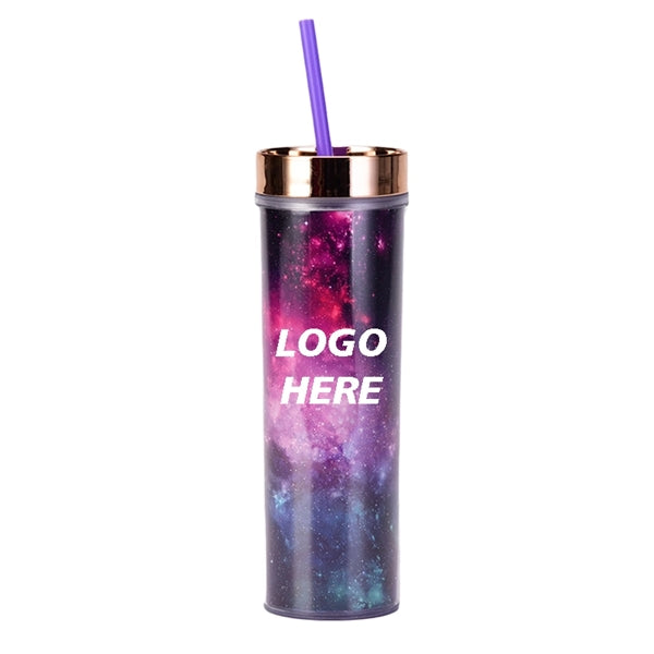 16 oz Transparent AS Plastic Tie dye Straw Tumbler