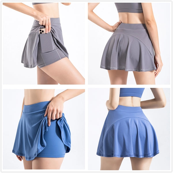 Workout Tennis Activewear Sports Skort With Built-in Shorts