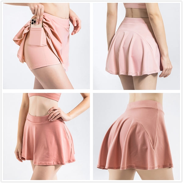 Workout Tennis Activewear Sports Skort With Built-in Shorts