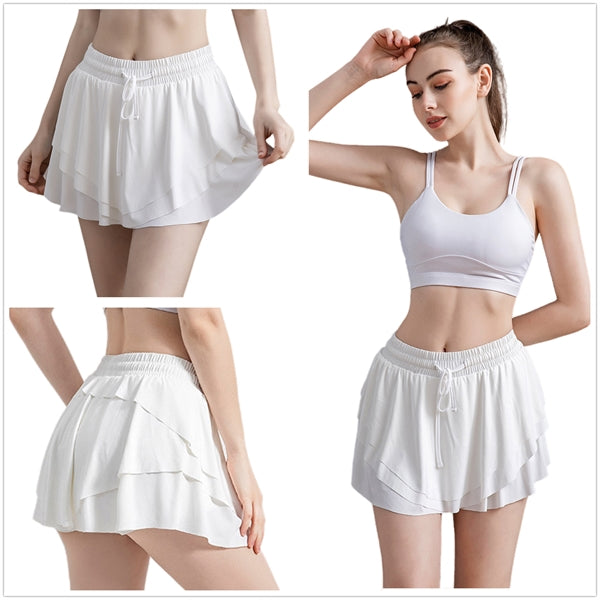 Summer Sports Fitness Shorts Gym Ruffle Skirt