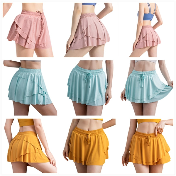Summer Sports Fitness Shorts Gym Ruffle Skirt