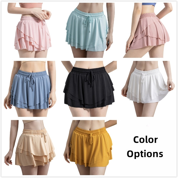 Summer Sports Fitness Shorts Gym Ruffle Skirt