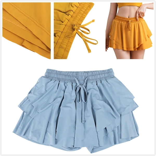 Summer Sports Fitness Shorts Gym Ruffle Skirt