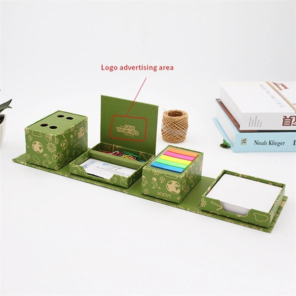 Executive Desk Organizer Box Memo Pad Sticky Note Holder