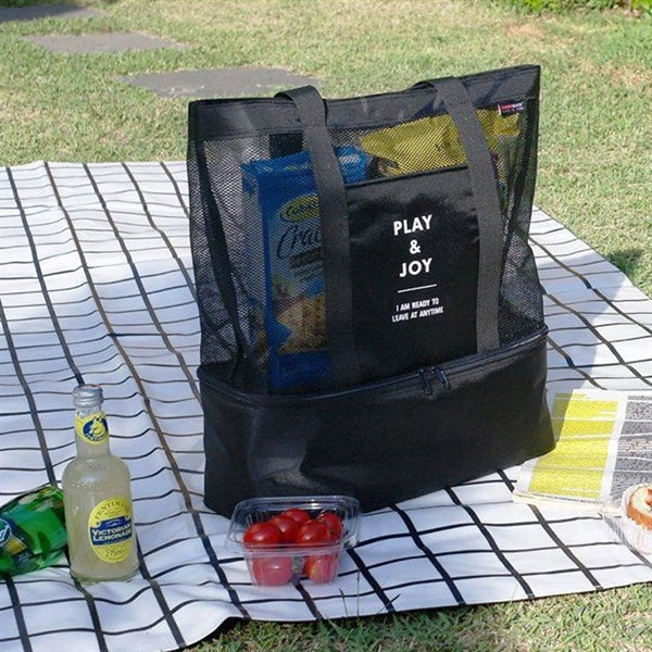 Travel Mesh Picnic Lunch Insulation Beach Cooler Tote Bag