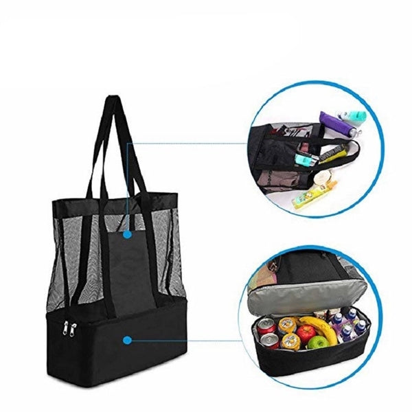 Travel Mesh Picnic Lunch Insulation Beach Cooler Tote Bag