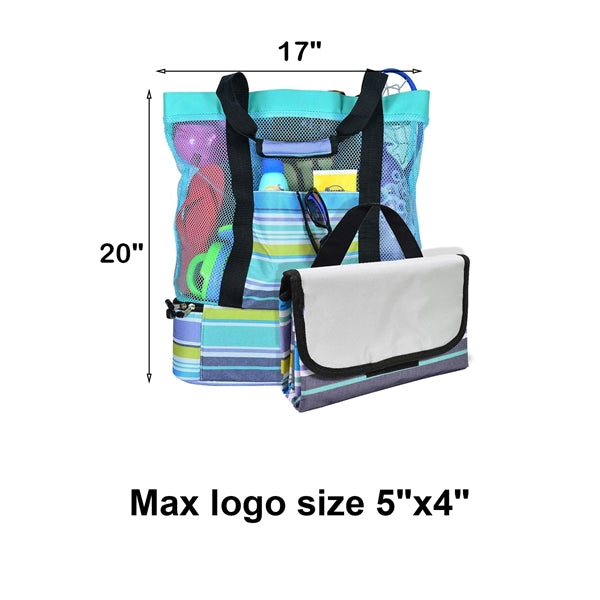 Large Mesh Beach Tote Bag Picnic Blanket Set