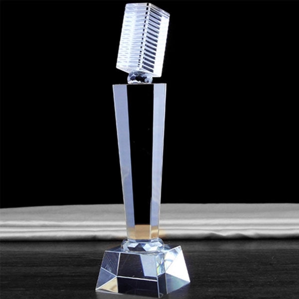 Crystal Music Microphone Trophy