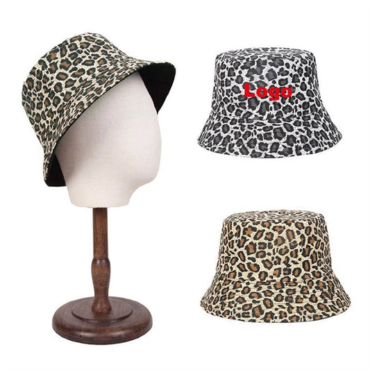Cotton Blend Twill Outdoor Leopard-Print Bucket Hat