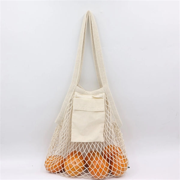 Cotton Market Mesh Tote Bag w/Interior Pocket