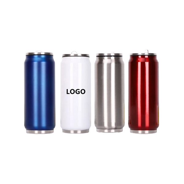 Stainless Steel Cola Can Shape Thermos Cup With Straw