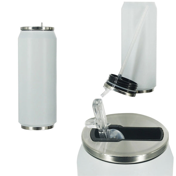 Stainless Steel Cola Can Shape Thermos Cup With Straw
