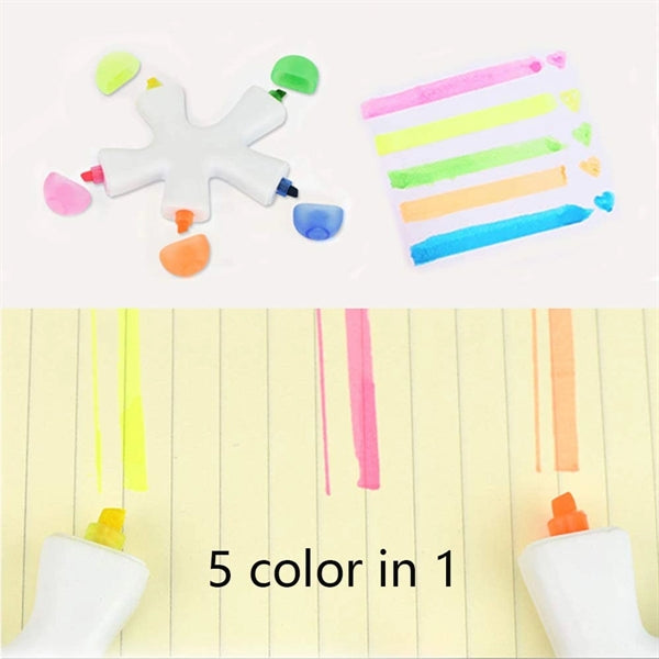 5-In-1 Star Shape Watercolor Highlighter Pens
