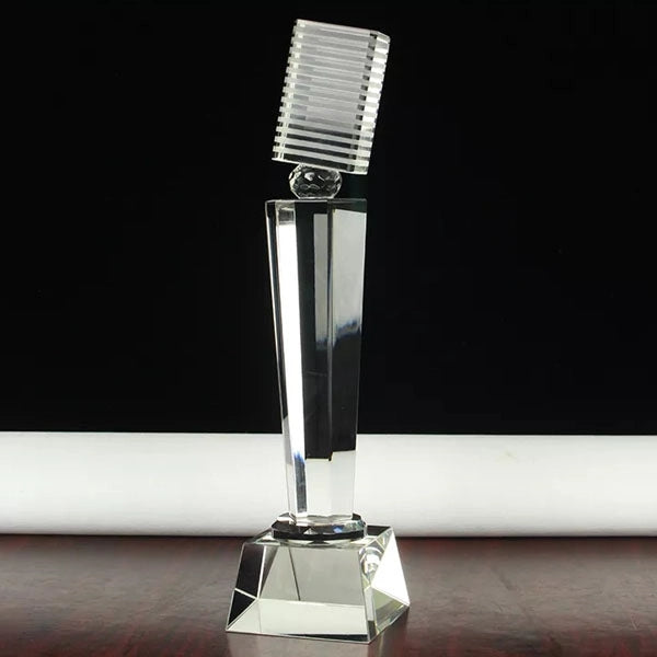 Crystal Music Microphone Trophy
