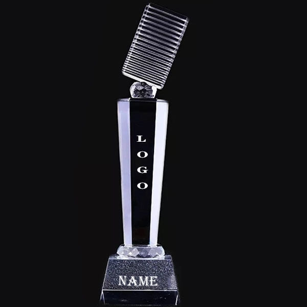 Crystal Music Microphone Trophy