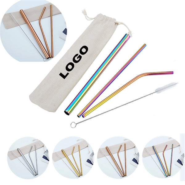 4Pcs Straw Set With Bag Packing