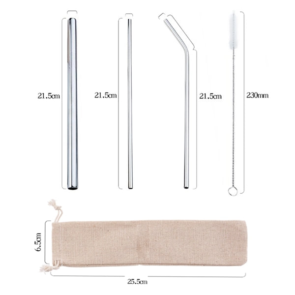 4Pcs Straw Set With Bag Packing