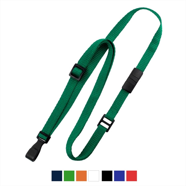 3/8" Flat Adjustable Breakaway Lanyard (Plastic J-Hook)
