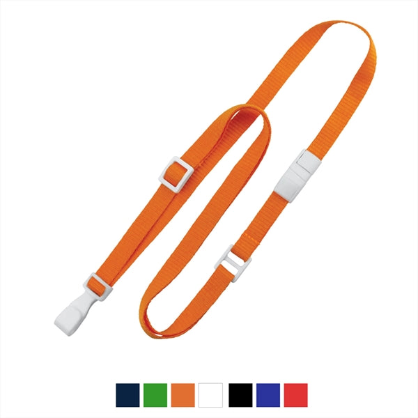 3/8" Flat Adjustable Breakaway Lanyard (Plastic J-Hook)