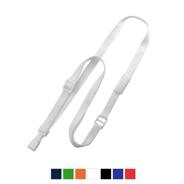 3/8" Flat Adjustable Breakaway Lanyard (Plastic J-Hook)