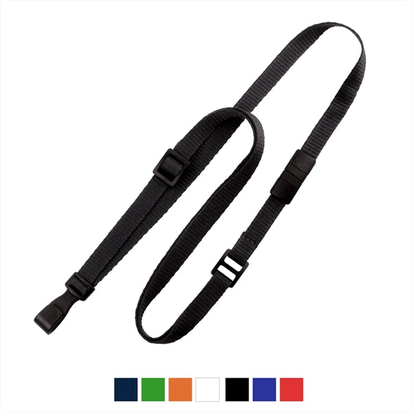 3/8" Flat Adjustable Breakaway Lanyard (Plastic J-Hook)
