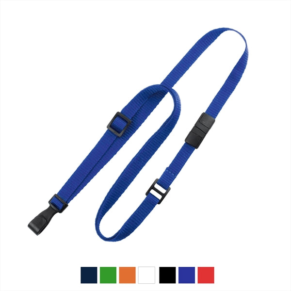 3/8" Flat Adjustable Breakaway Lanyard (Plastic J-Hook)