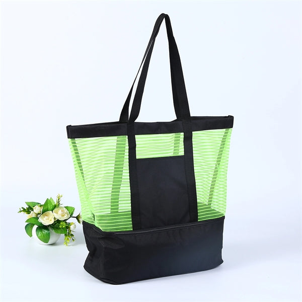 Sheer Mesh Pinstripe Tote Bag