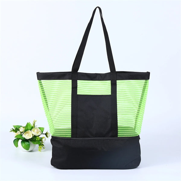 Sheer Mesh Pinstripe Tote Bag