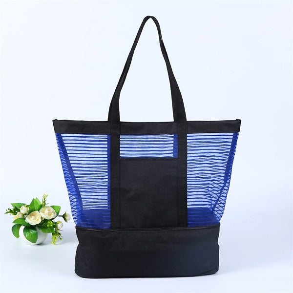 Sheer Mesh Pinstripe Tote Bag