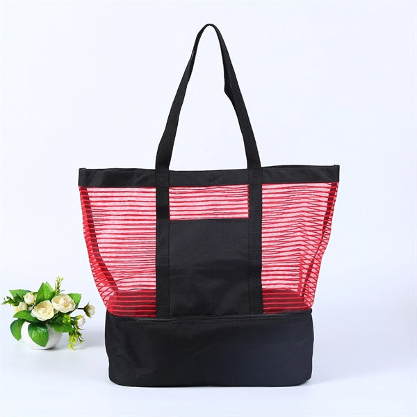Sheer Mesh Pinstripe Tote Bag