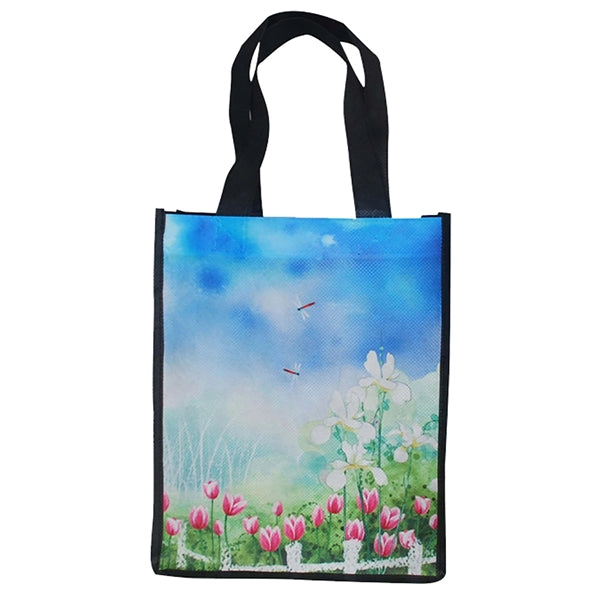 Front and back 10"H PET Bags with X stitching