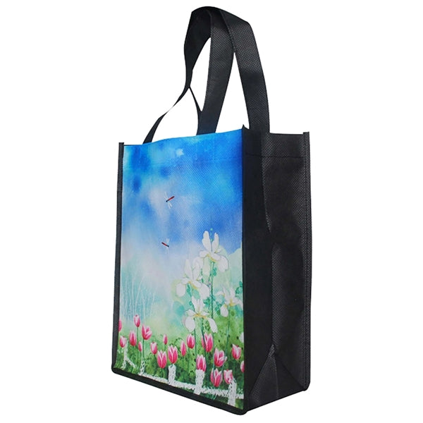Front and back 10"H PET Bags with X stitching