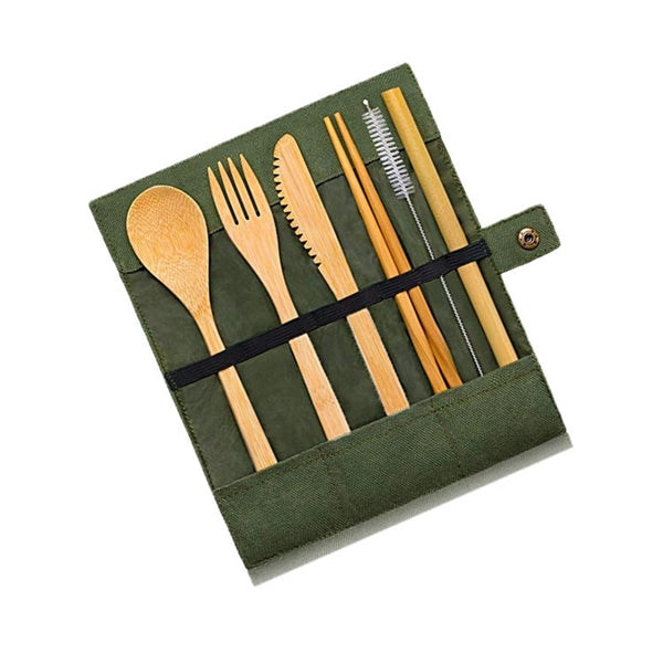 Flatware Cutlery Bamboo Set Outdoor Utensils Tableware