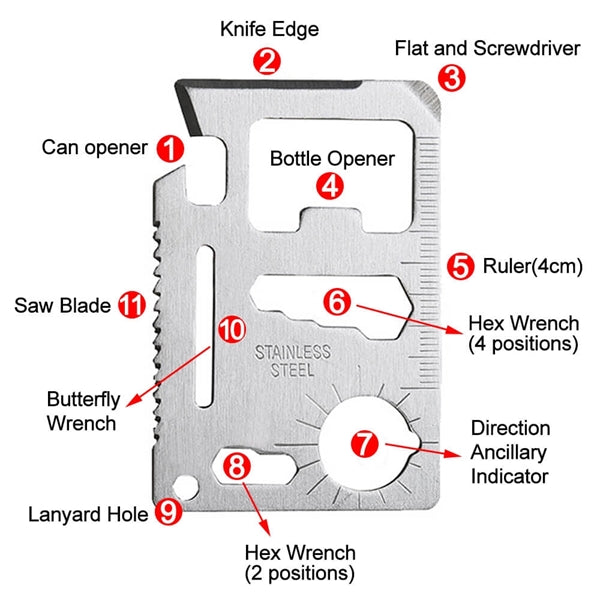 Stainless Steel bottle opener Multi Tool Card