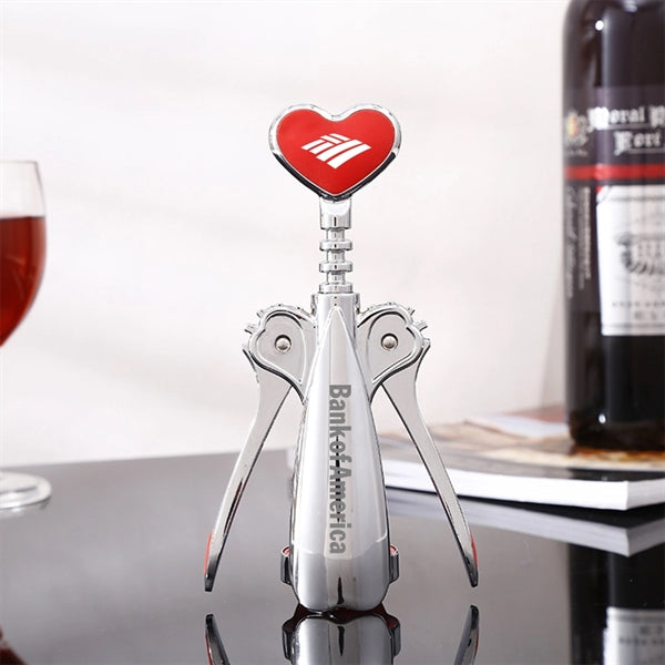 Heart Shaped Winged Corkscrew with Cap Lifter