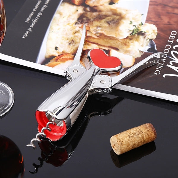 Heart Shaped Winged Corkscrew with Cap Lifter