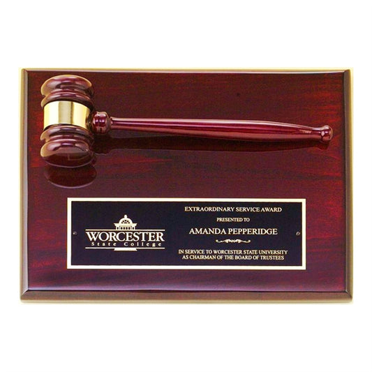 Rosewood Piano Finish Gavel Plaque 9x12