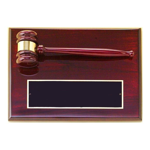 Rosewood Piano Finish Gavel Plaque 9x12